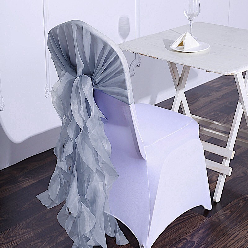 10 pcs Chiffon Curly Chair Sashes Wedding Party Reception Dinner Decorations
