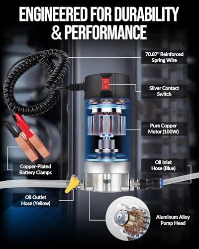 Oil Extractor Pump, 12V 100W Self-Priming Electric Fluid Transfer Pump for