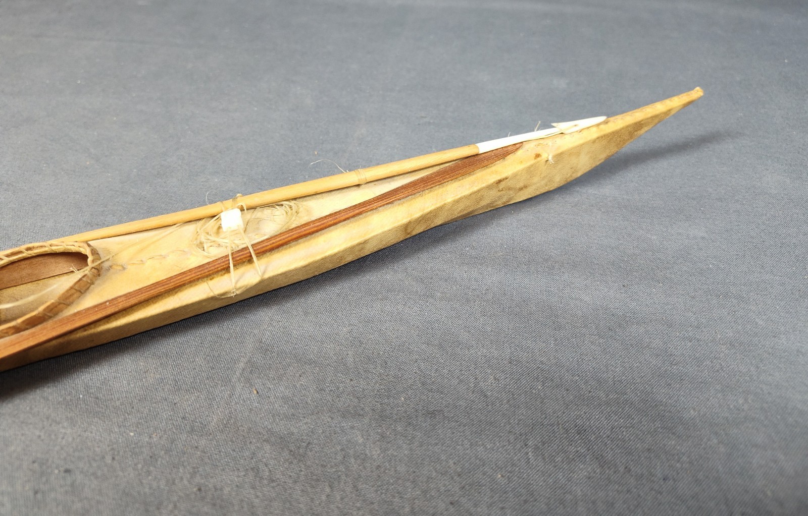 Antique Inuit Kayak Model c. 1900-1920 Authentic Detailed Handcrafted Piece 20"