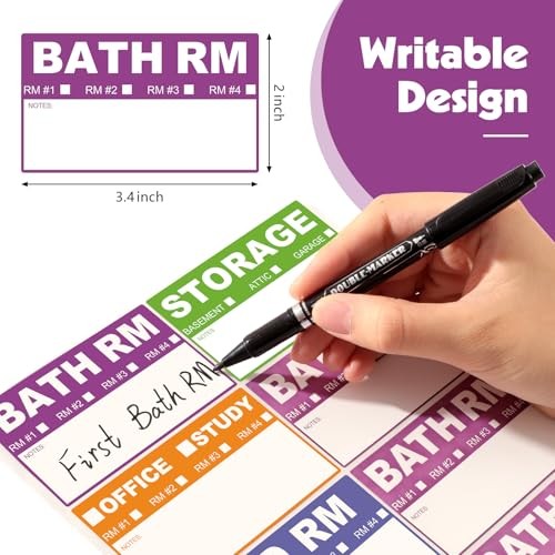 Count Removable Home Moving Labels, 3.4 x 2 inches 9 Color Coded Moving 400