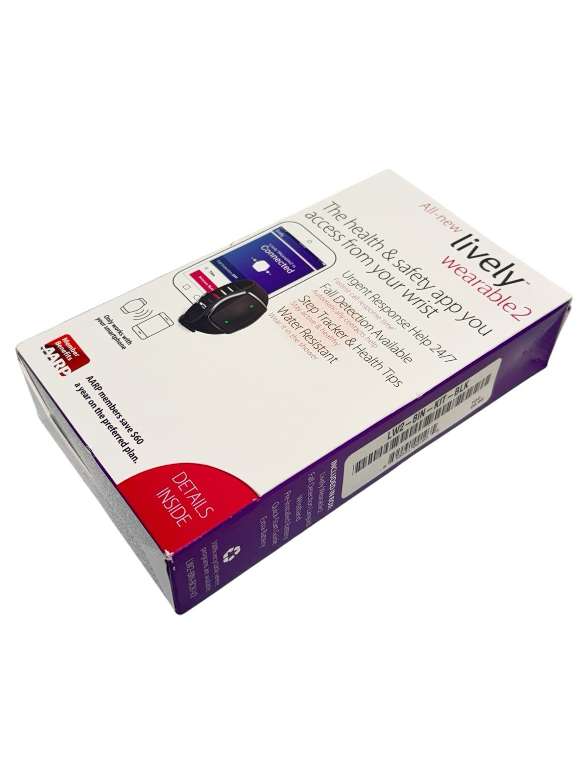 Lively - Lively Wearable2 Mobile Medical Alert Plus Step Tracker Black New