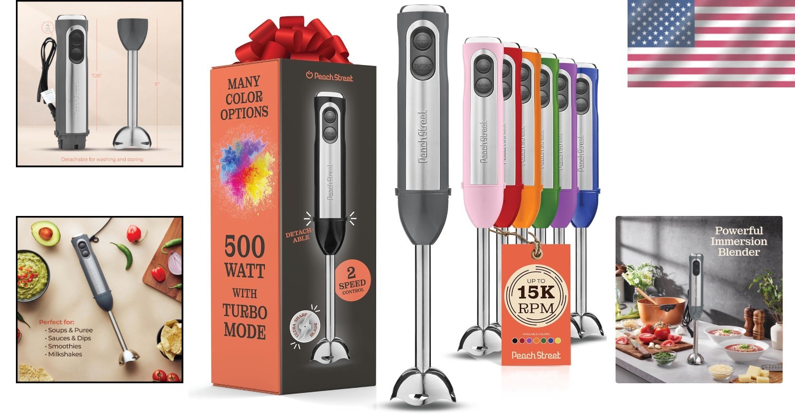 Durable 500W Electric Blender Stick with Turbo Speed for Smoothies & Soups