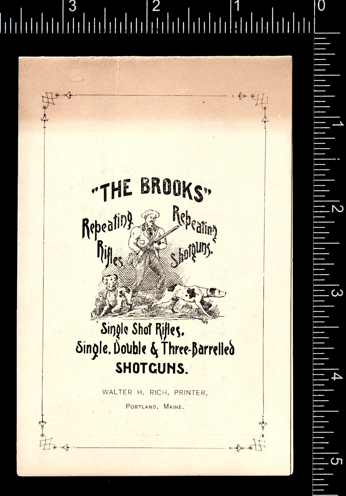 Brooks 3-Barrelled Shotgun 1892 Arms & Tool Rifle Folder Advertising Trade Card
