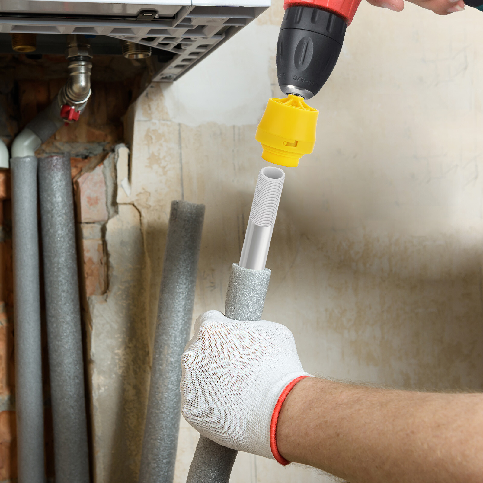 Pipe Threader Plumbing Tool Plastic Pipe Thread Tap Set with 1/2" 3/4" 1" Dies