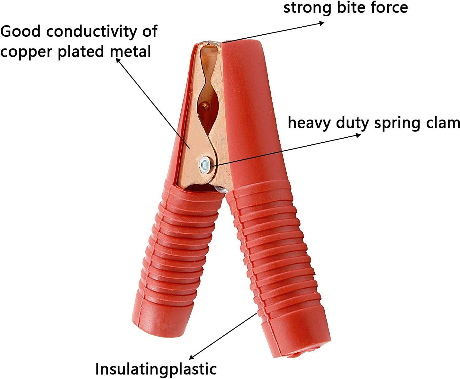 2PCS New Car Alligator Clips Crocodile Clip Battery Test Clamps 100A Red Black