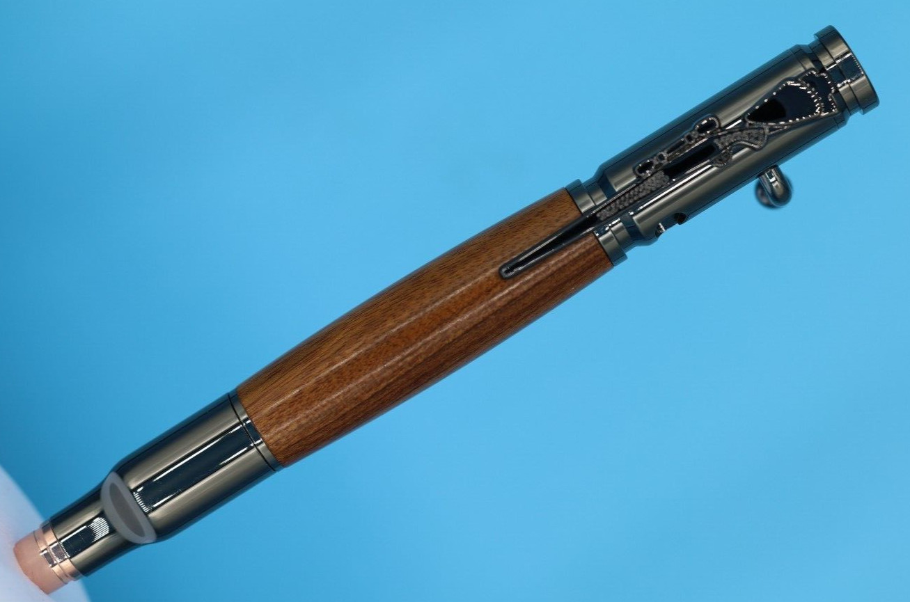 Gifts for Dad - A Gun Metal Bolt Action Pen with Rosewood