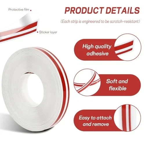 32Ft Car Pinstriping Tape, Vinyl Automotive Pinstriping Tape Stripe Red
