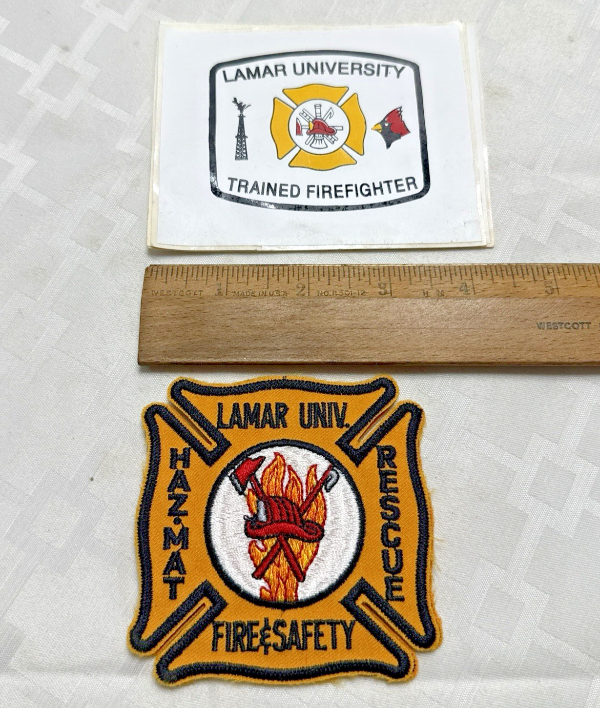 Vintage Lamar University Firefighter Embroidered Patches Stickers Fire Rescue