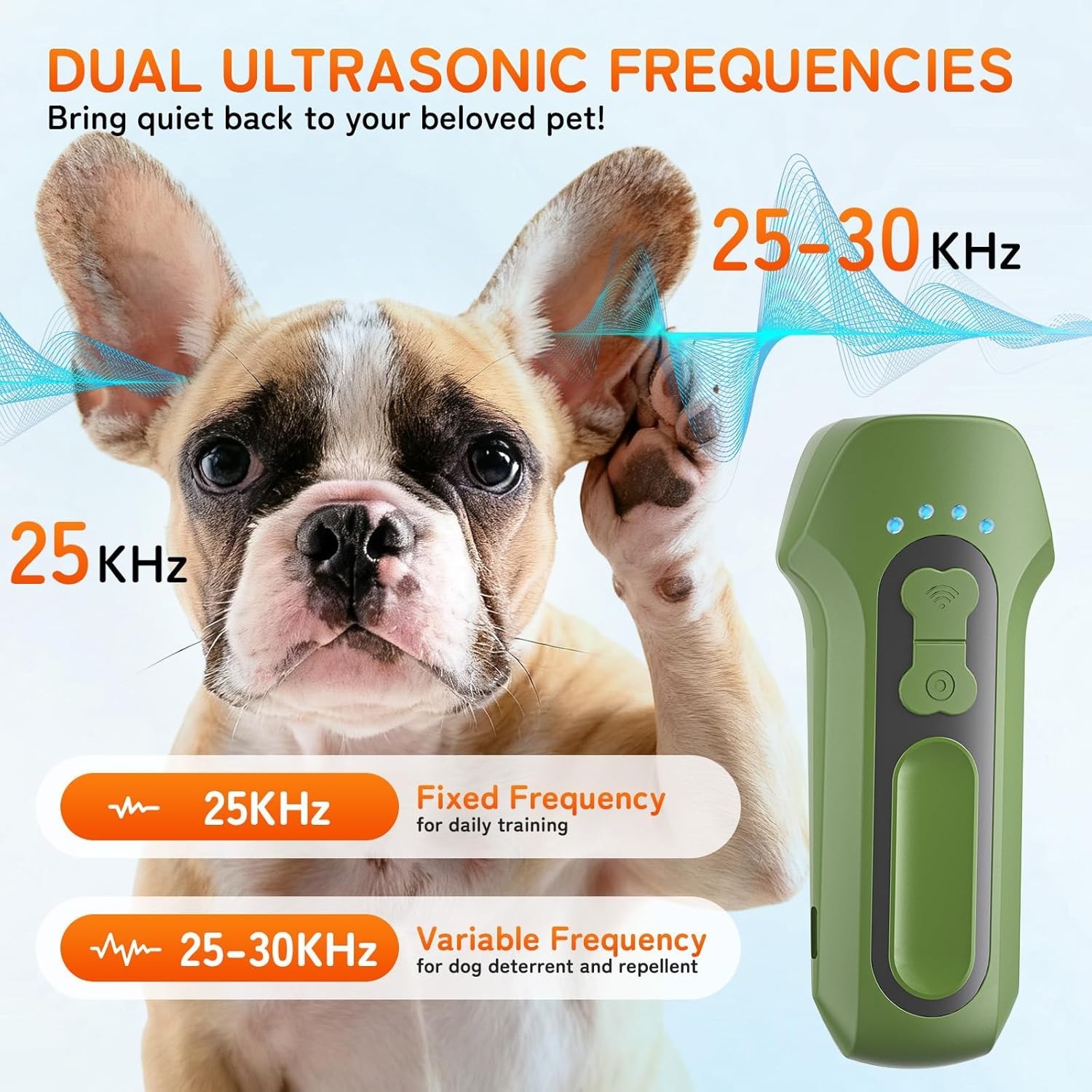 Dispositivo Ultrasonico Antiladridos Perros Portatil Entrenamiento Control 65FT