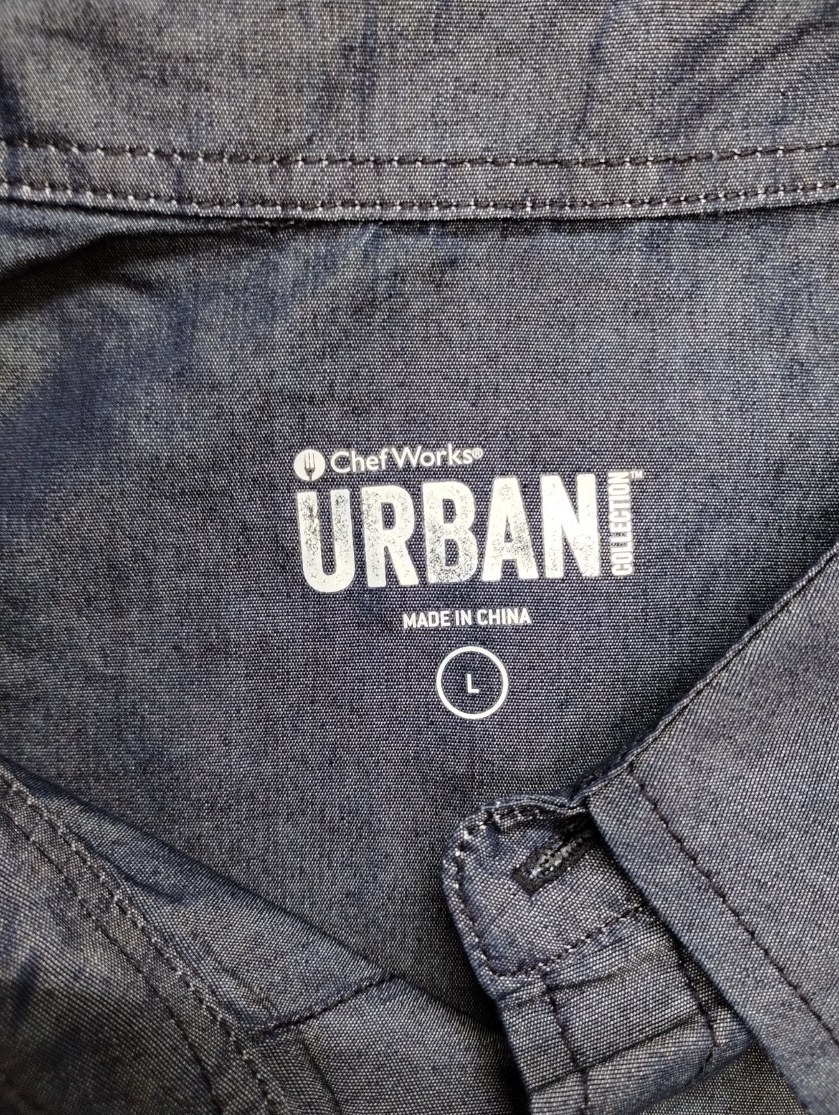 NEW Chef Works Urban Collection Short Sleeve Shirt Large Men Blue Restaurant NWT