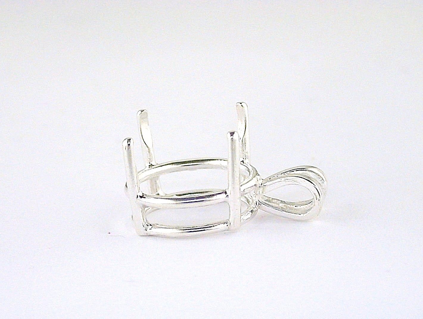 Round 4 Prong Wire Mount Pendant Setting Sterling Silver