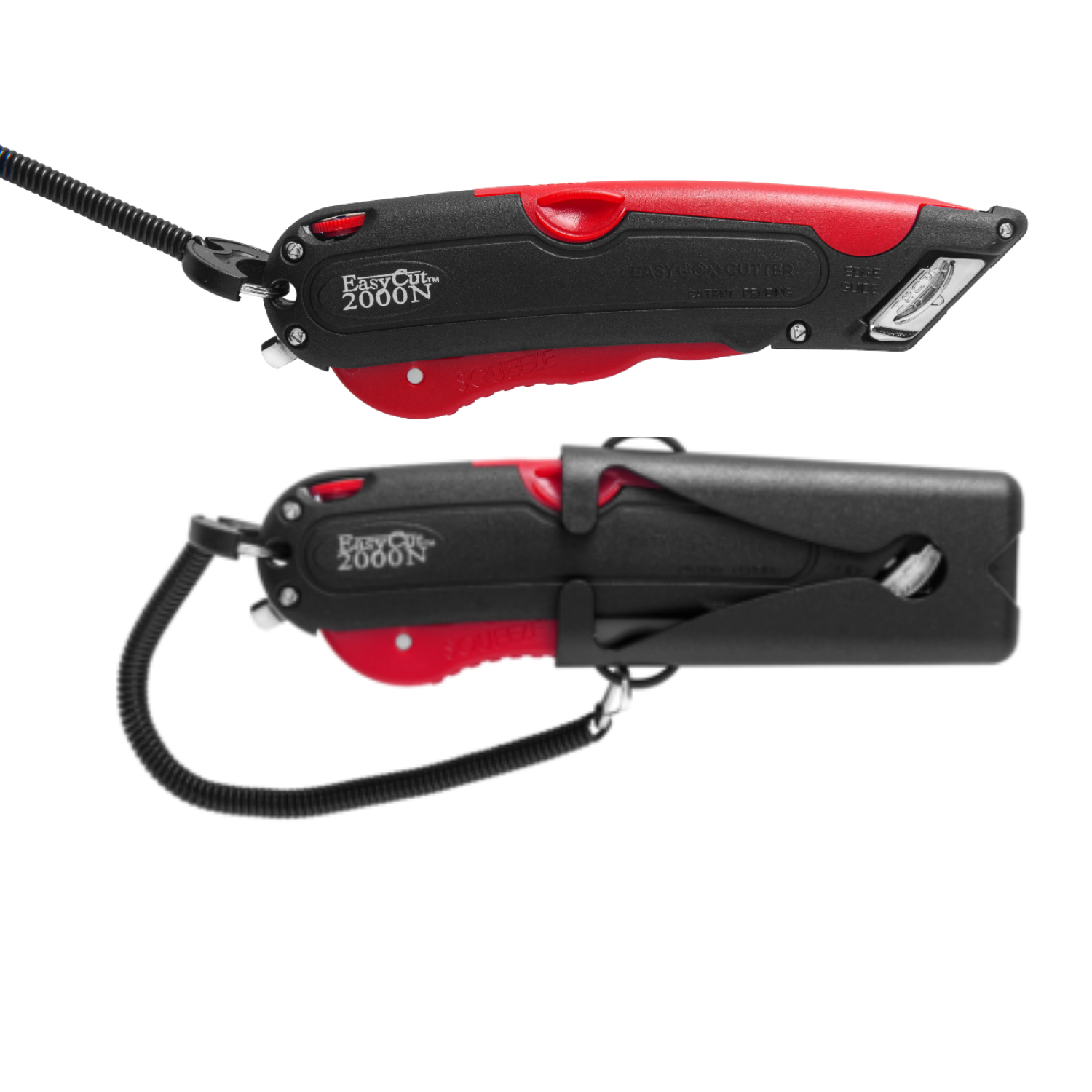 Easy Cut 2000N RED Safety Box Cutter Knife with Holster (Pack of 2 Cutters)