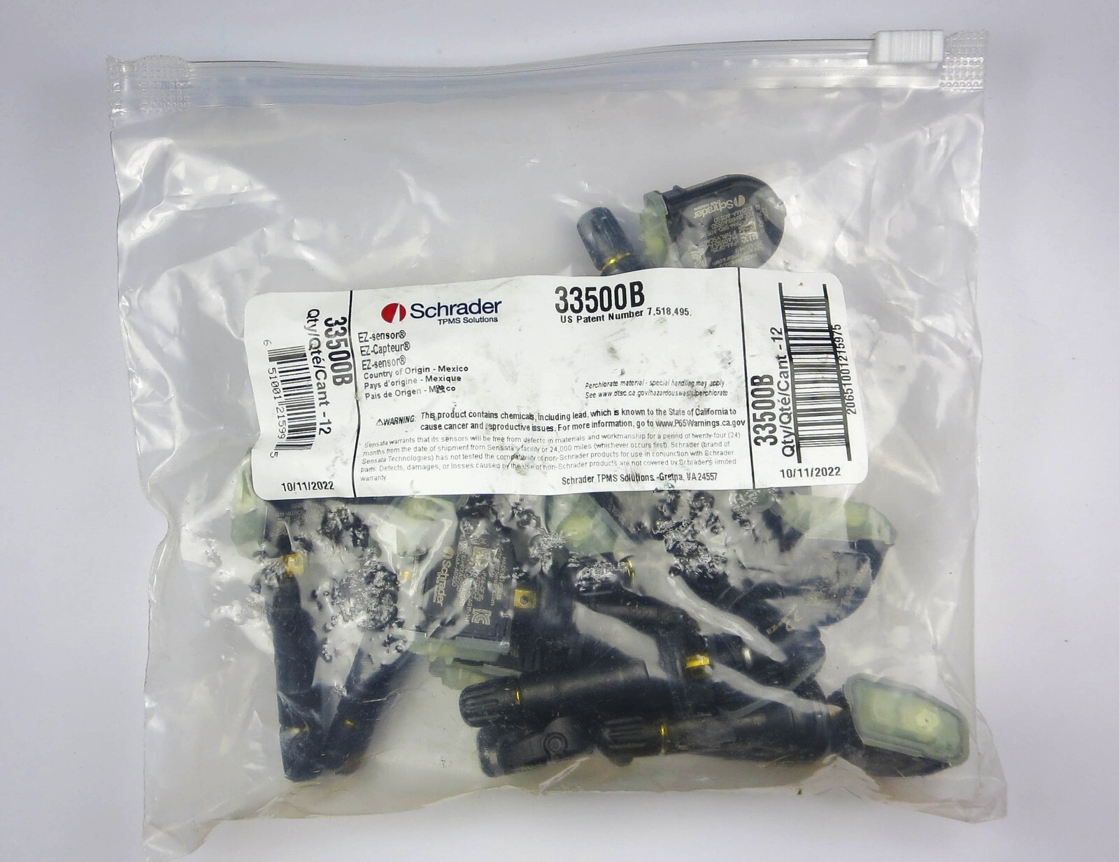 Schrader TPMS Programmable EZ Sensor 33500 - Snap-in TPMS Sensor Bulk pack 12ct