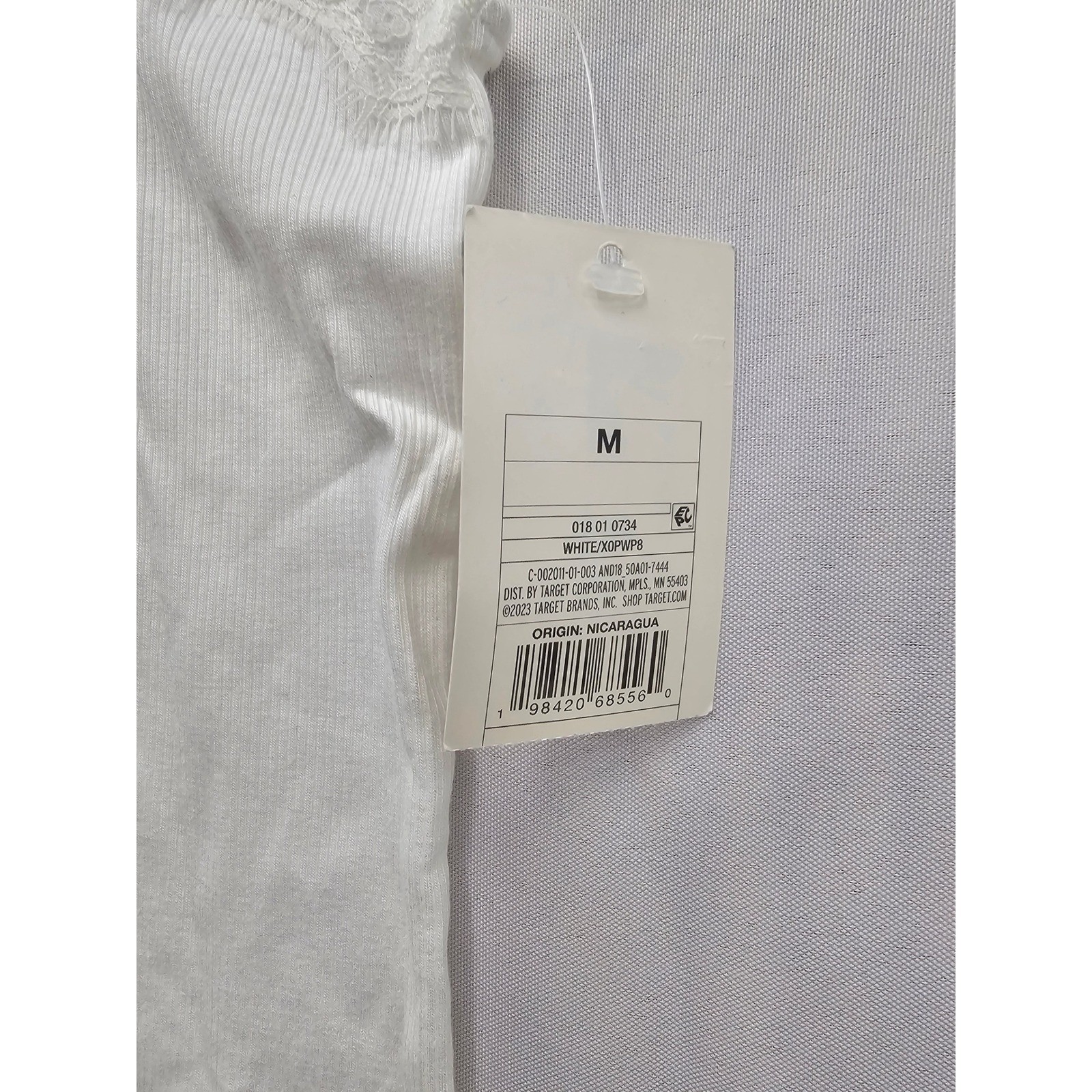 A New Day Womens White Ribbed Lace Trim Cami Tank Top Medium X0PWP8 NWT