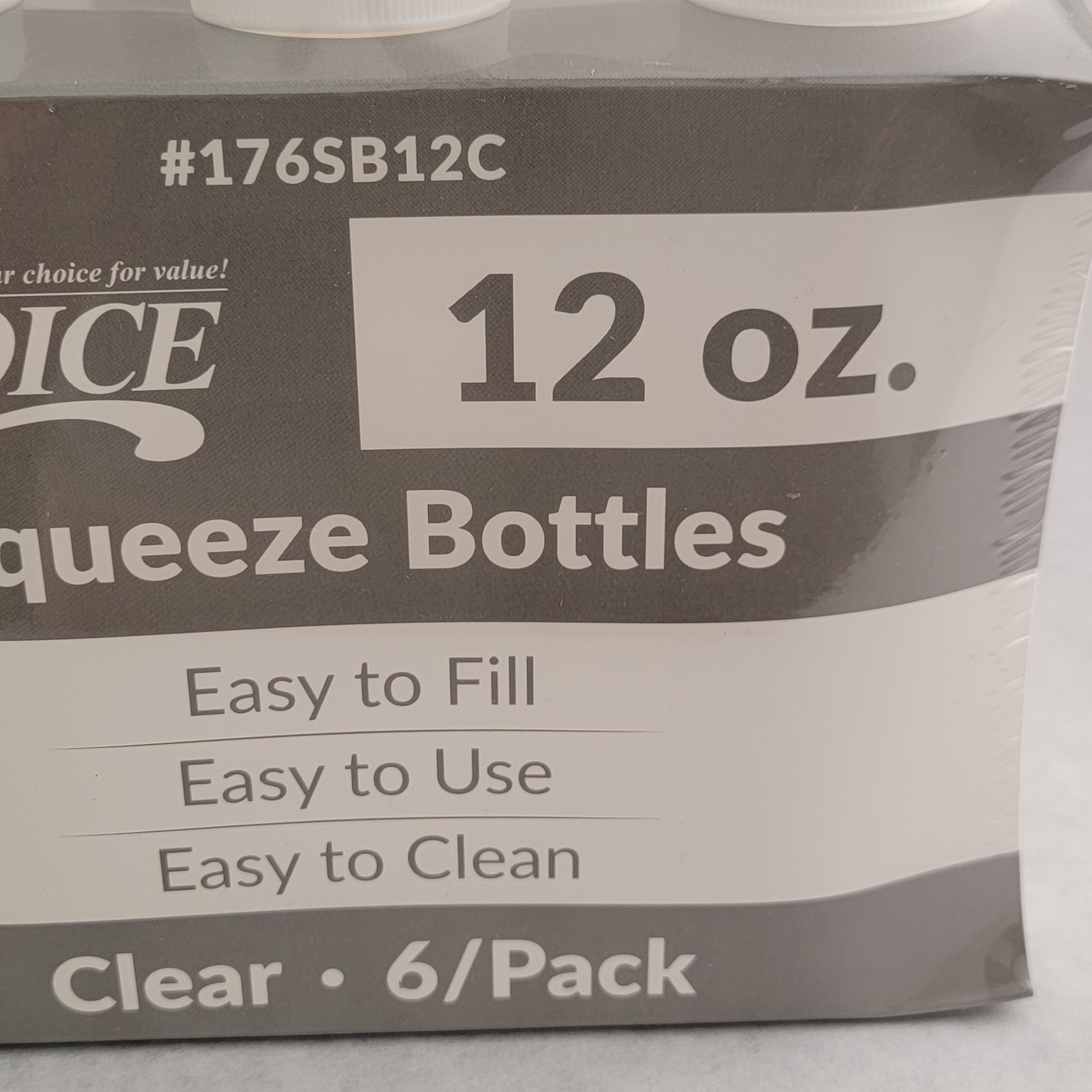Clear Choice Squeeze Bottles 12 oz Restaurant Condiments With Top PACK OF 6 NEW