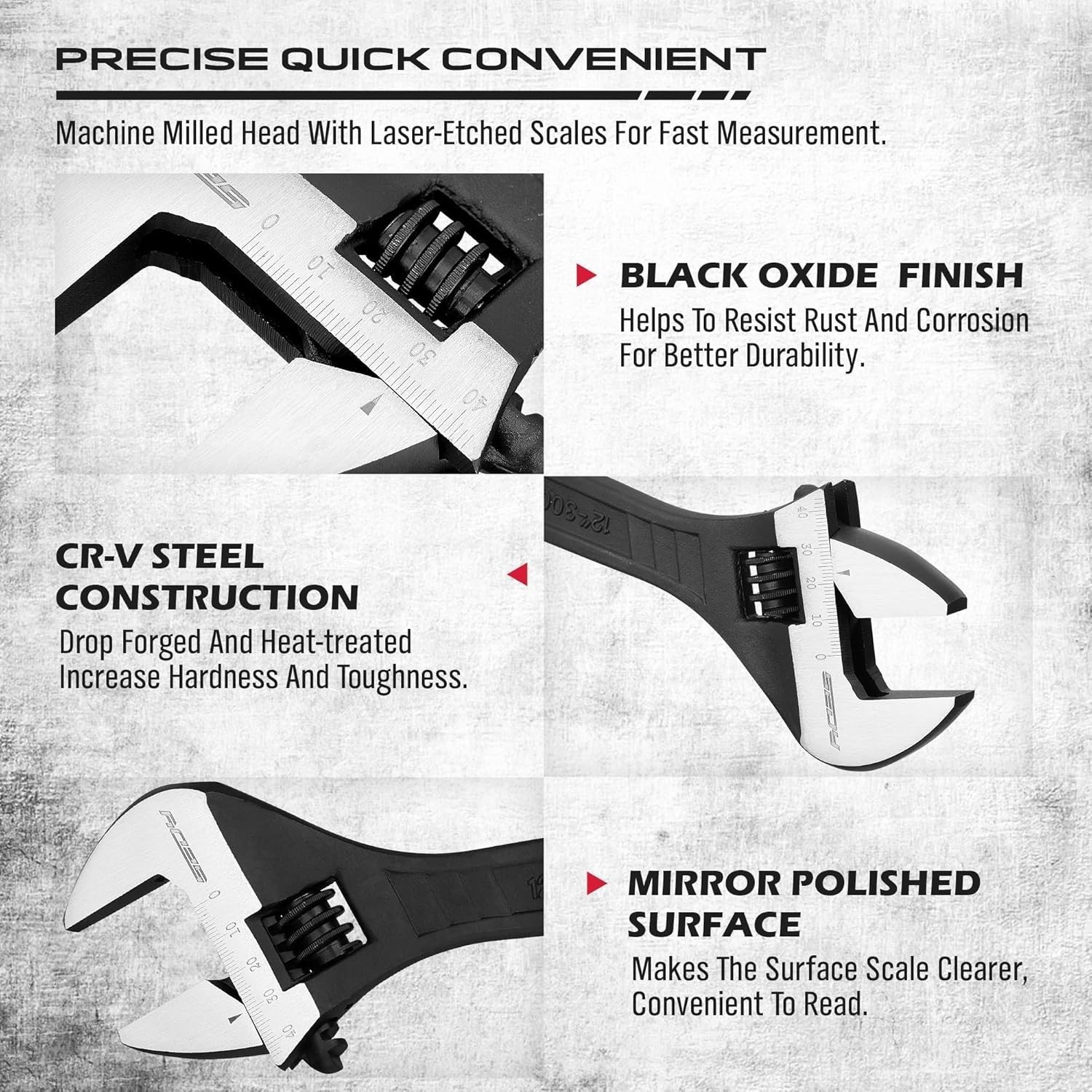 Mini Adjustable Wrench 4 Inch Small Wide Jaw Spanner with Inch Metric Scale