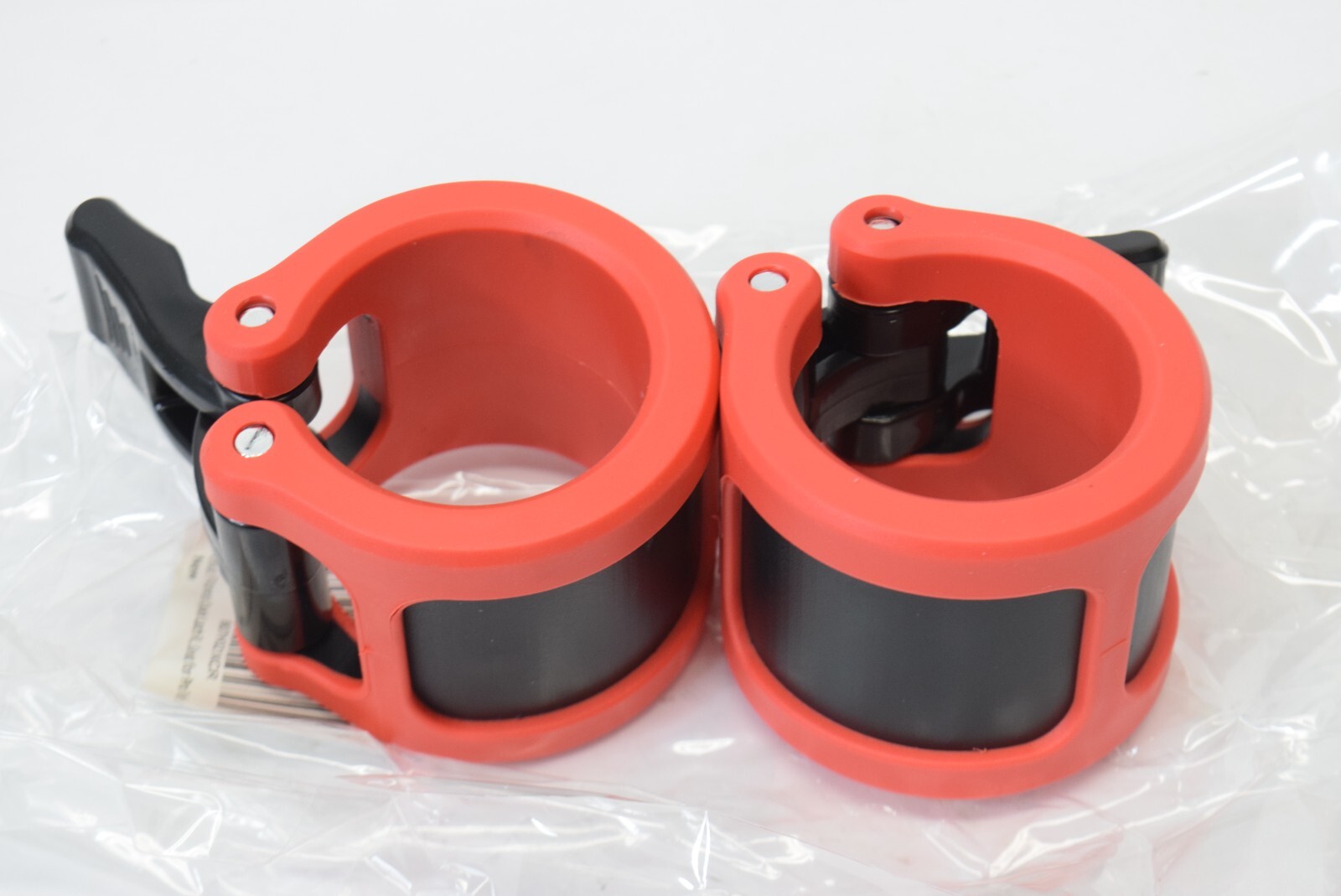 Clout Fitness 2" Locking Barbell Collar Quick Latch Rubber Bar Clamp Red 1 Pair