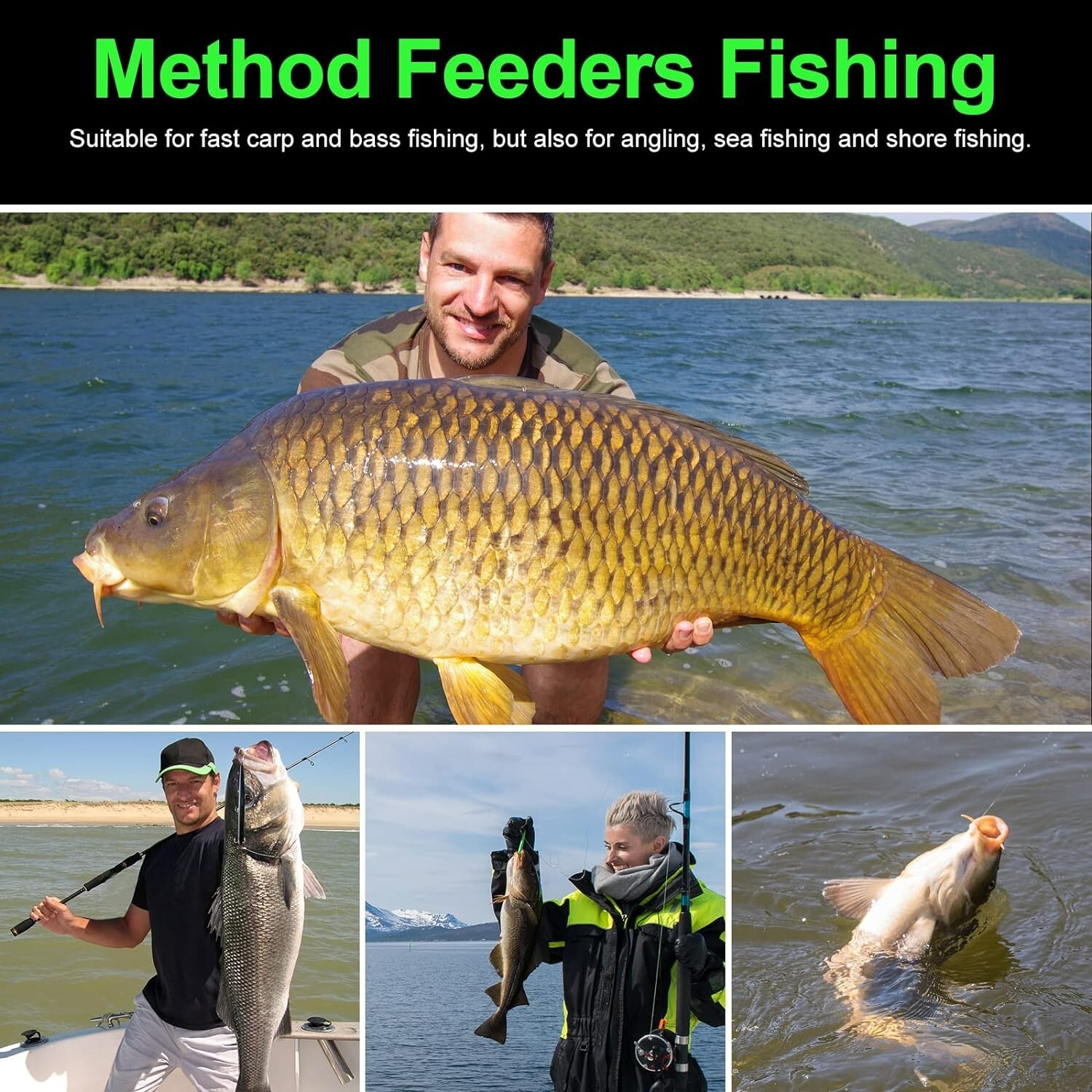 3pcs Carp Fishing Feeders Method with Fishing Weights 20g 30g 40g 50g 60g Tackle