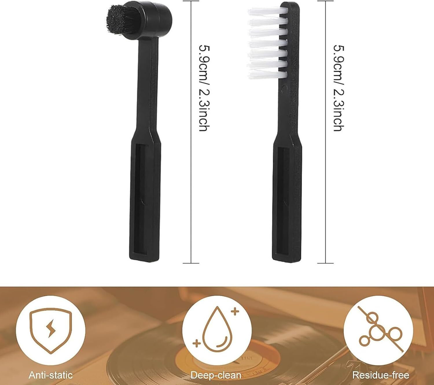 3in1 Vinyl Record Cleaning Brush Set Stylus Velvet Anti-static Cleaner Tool Kit