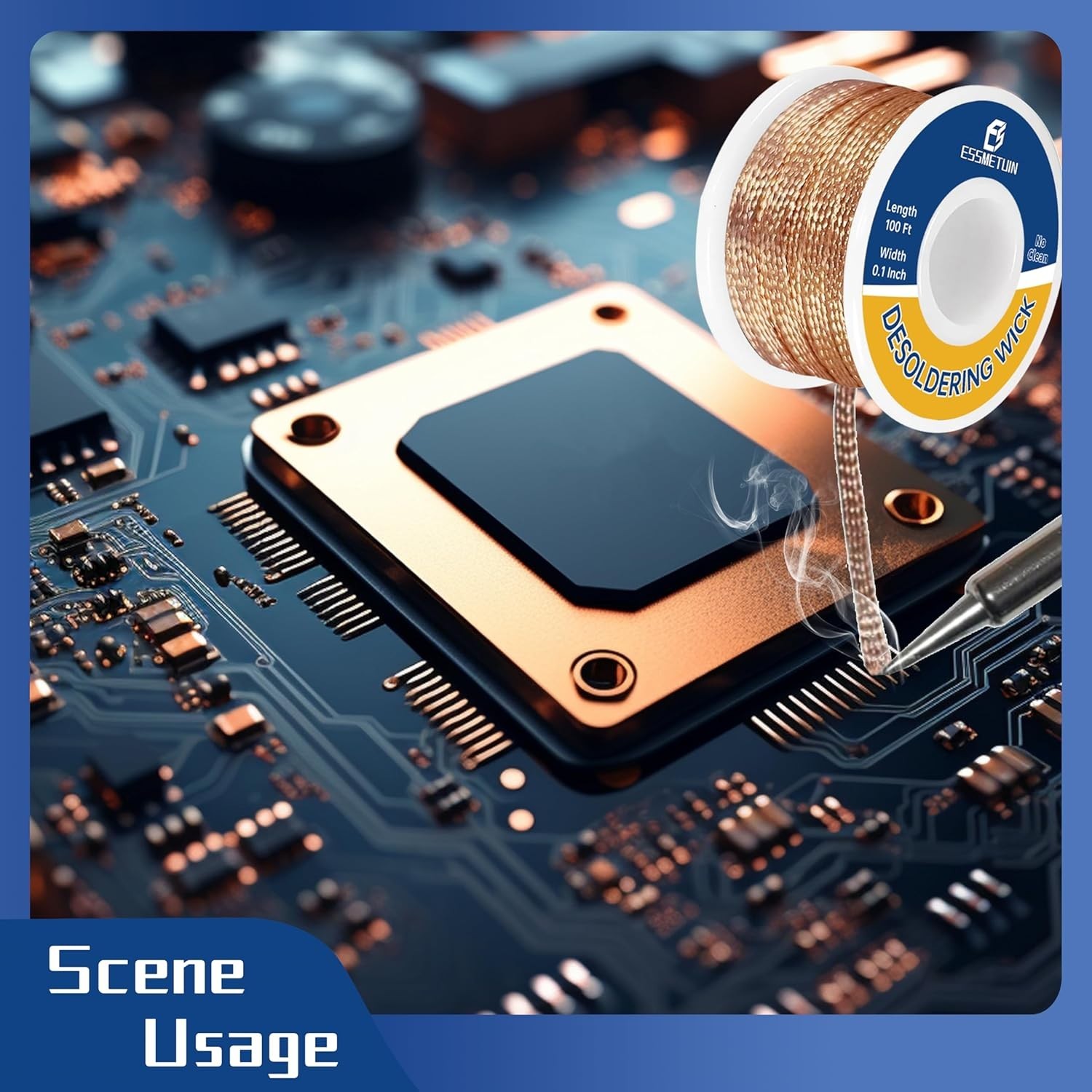 Essmtuin Solder Wick Braid 100Ft with Flux for W 0.10'' L 100'