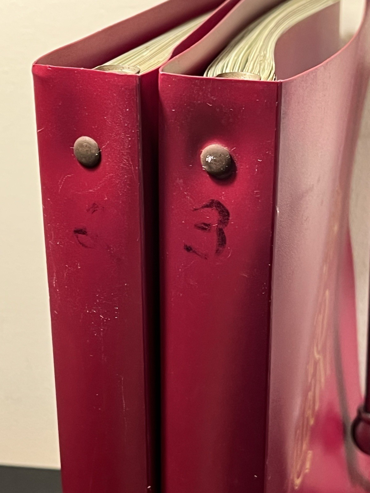 2-Used Empty Vintage Vinyl Loose Leaf Postcard Binders.Refillable. 70 pgs. Total