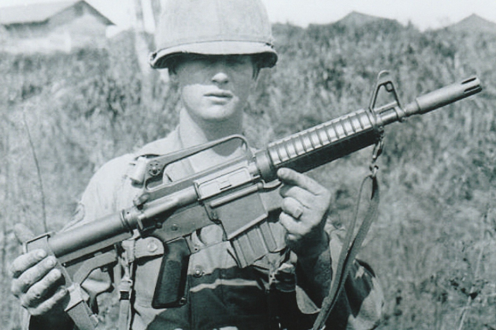 Vietnam  War  Photo --    US Soldier With  Rifle