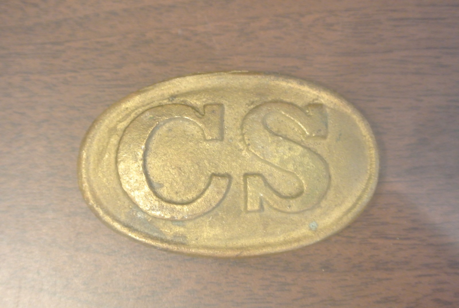 CIVIL WAR CONFEDERATE CS OVAL BELT BUCKLE