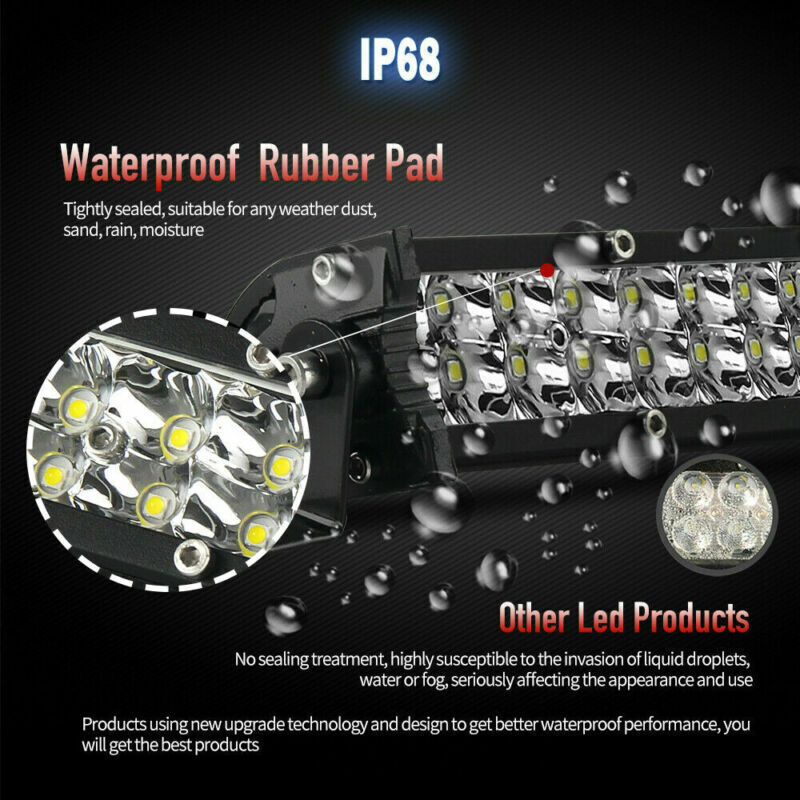8 14 22 32 42 52" LED Light Bar Spot Flood Combo Driving Truck SUV Offroad 4WD