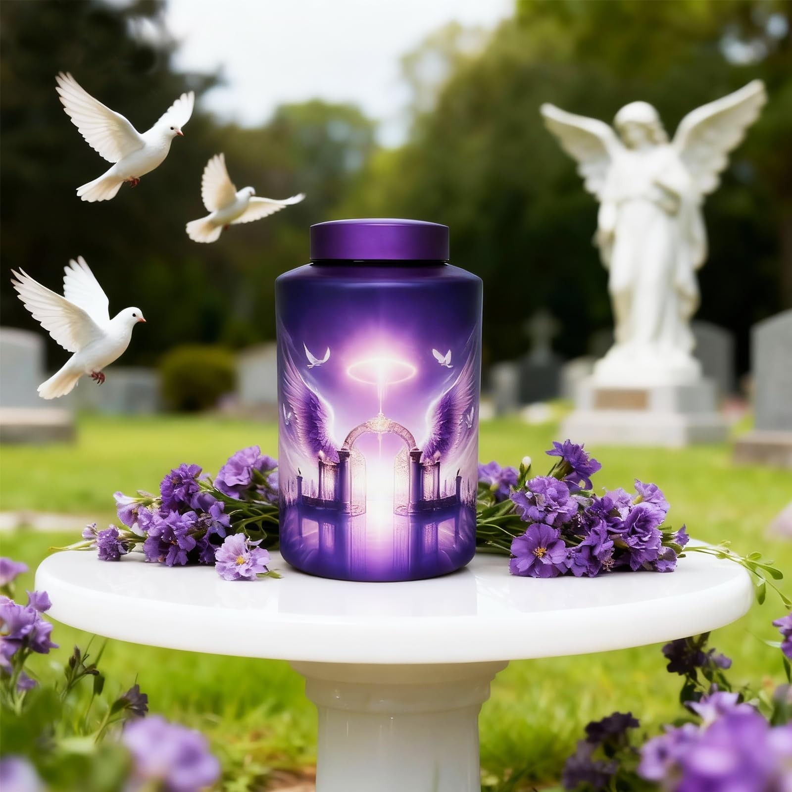 Mianachilu Large Cremation Urn for Adult Female Male 220 lbs, Purple
