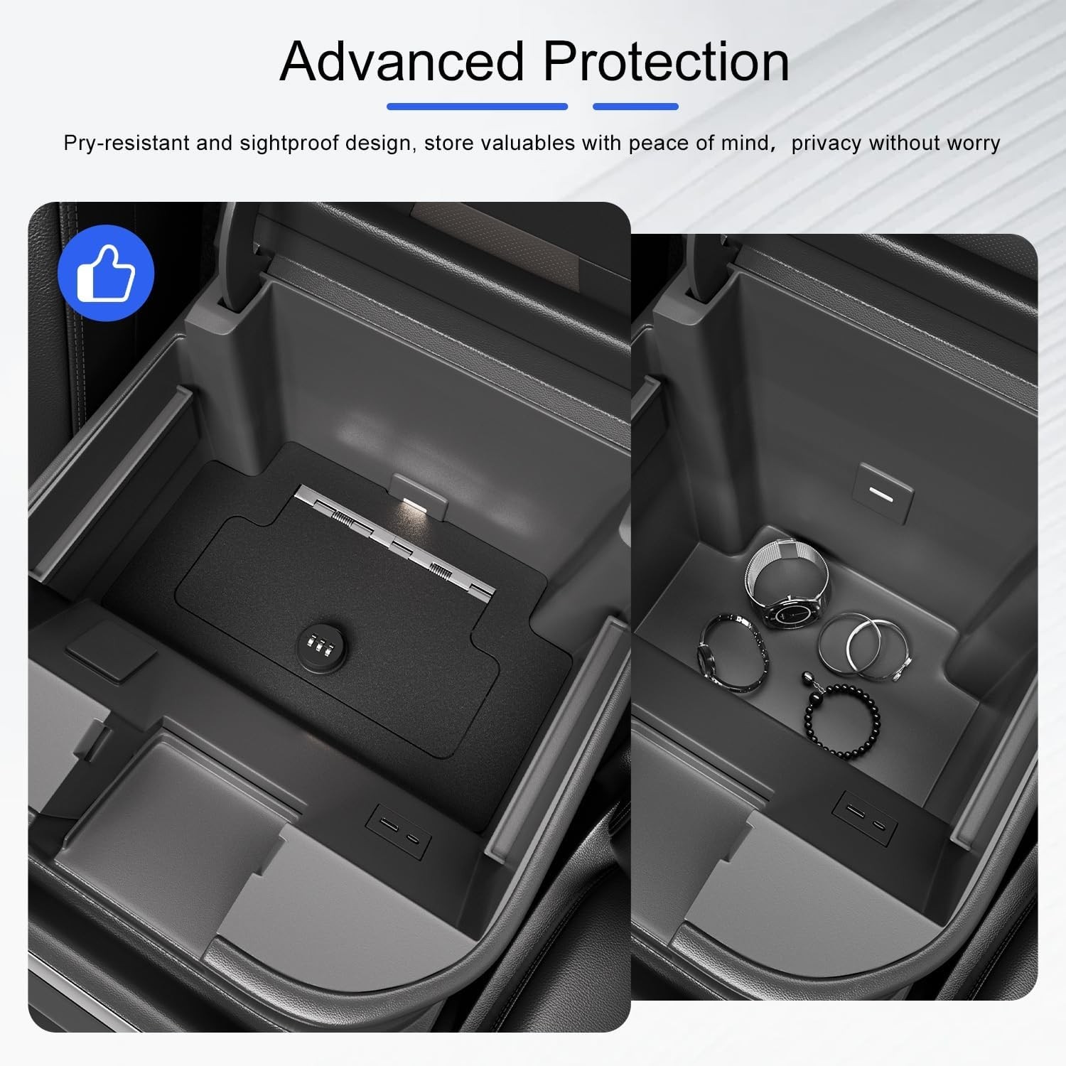 For 2023-2025 Chevy Silverado GMC Sierra 1500 Center Console Safe Vault Lock Box