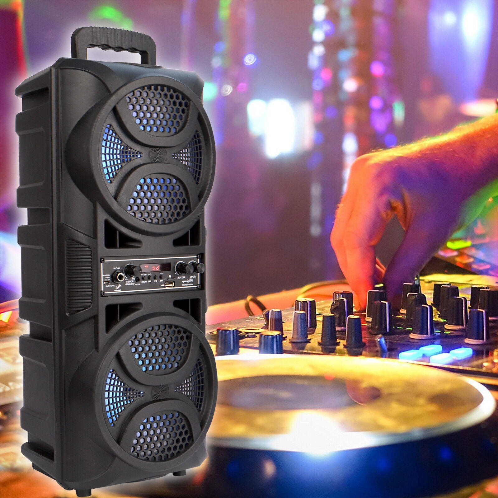 3000W Portable Bluetooth Speaker Sub woofer Heavy Bass Sound System Party+Remote