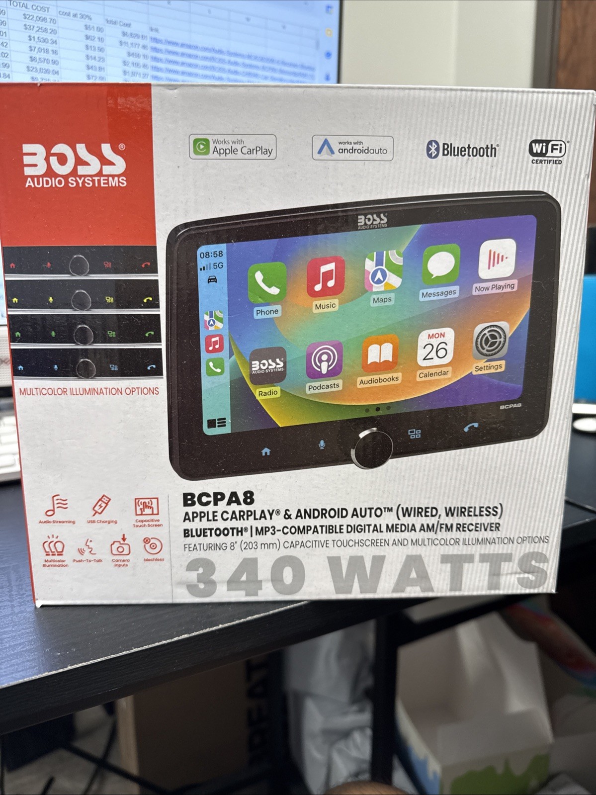 BOSS Audio Systems BCPA8 Single DIN Car Stereo Wireless Apple CarPlay, Android A