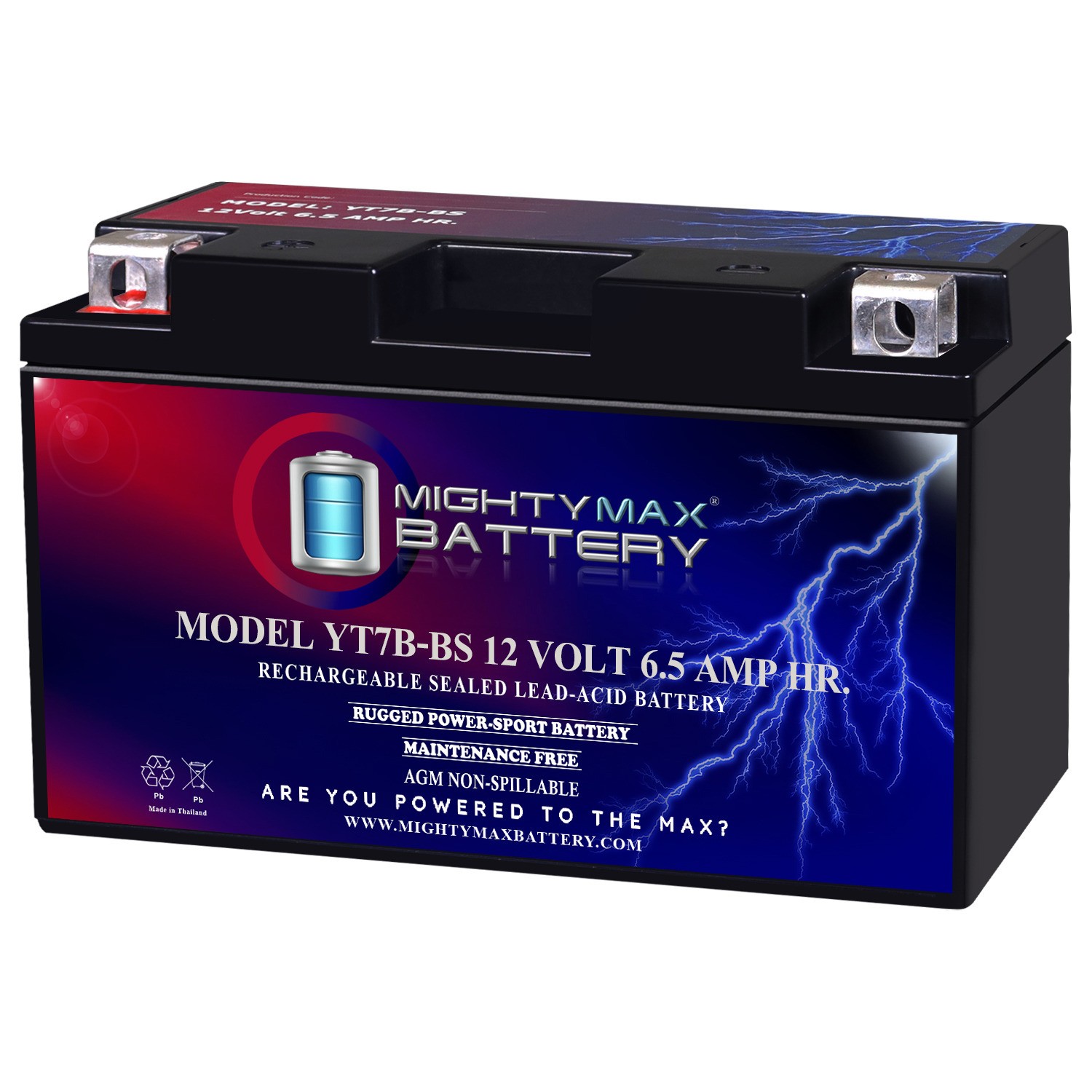 Mighty Max YT7B-BS 12V 6.5AH Replacement Battery for Suzuki DRZ400SM 2007