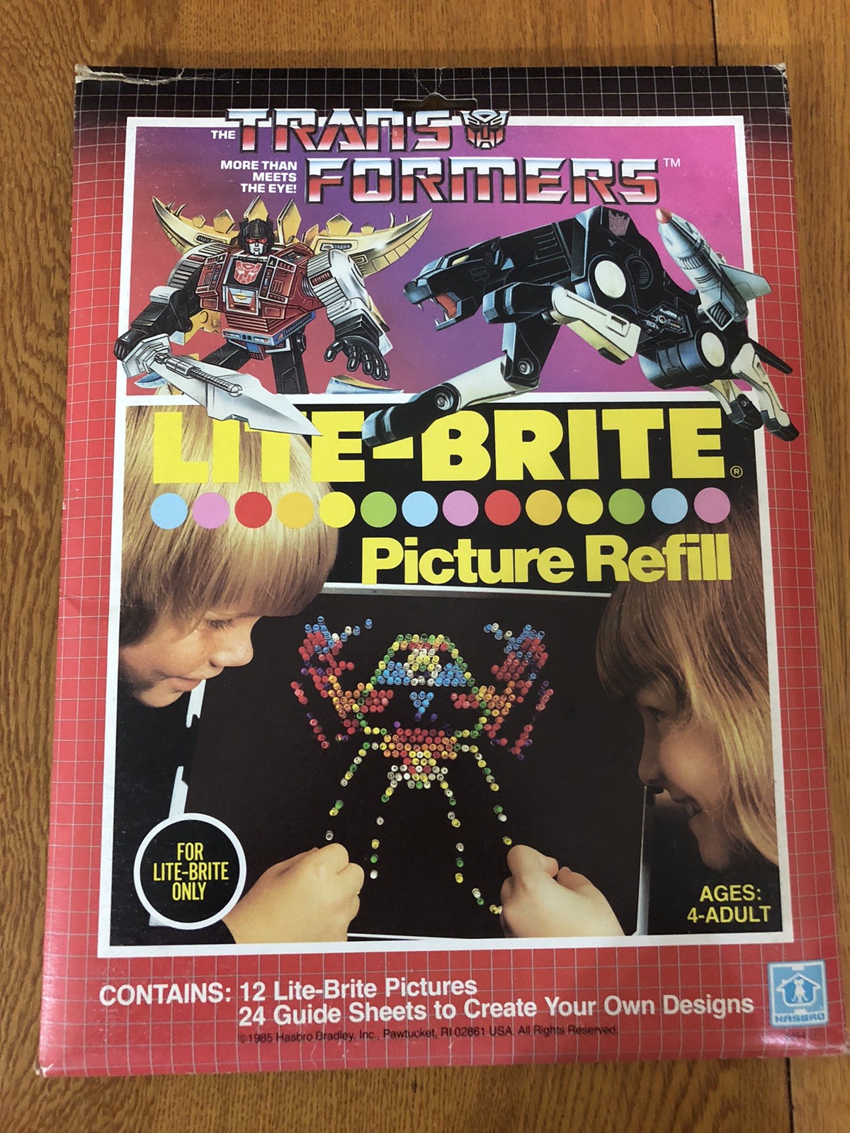 VTG 1985 NEW TRANSFORMERS LITE BRITE COMPLETE UNPUNCHED PICTURE REFILL PACK HTF