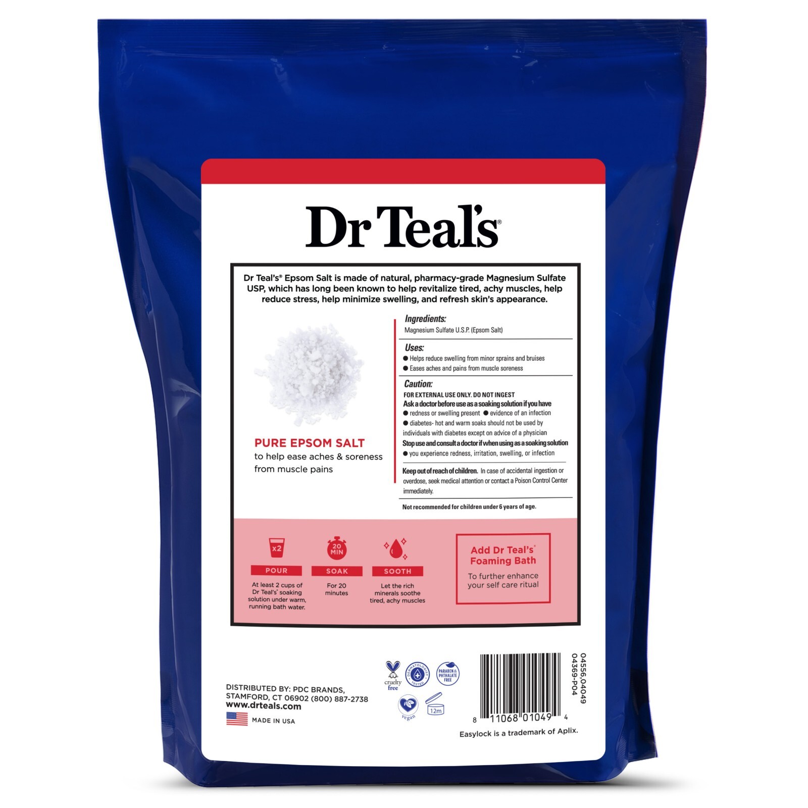 Dr Teal's Pure Epsom Salt Soak, Therapeutic, Fragrance Free, 6 lbs