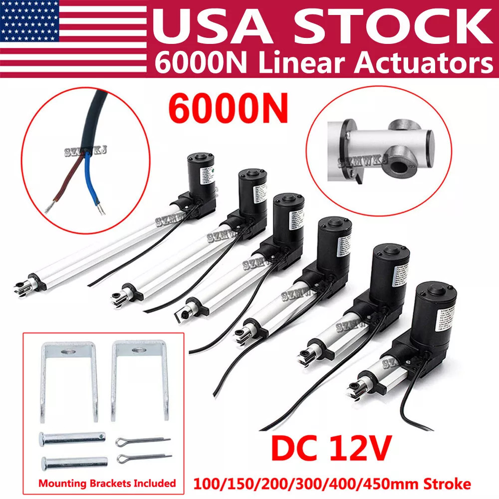 4"-18" 6000N Electric Linear Actuator 1320lbs Max Lift Heavy Duty 12V DC Motor