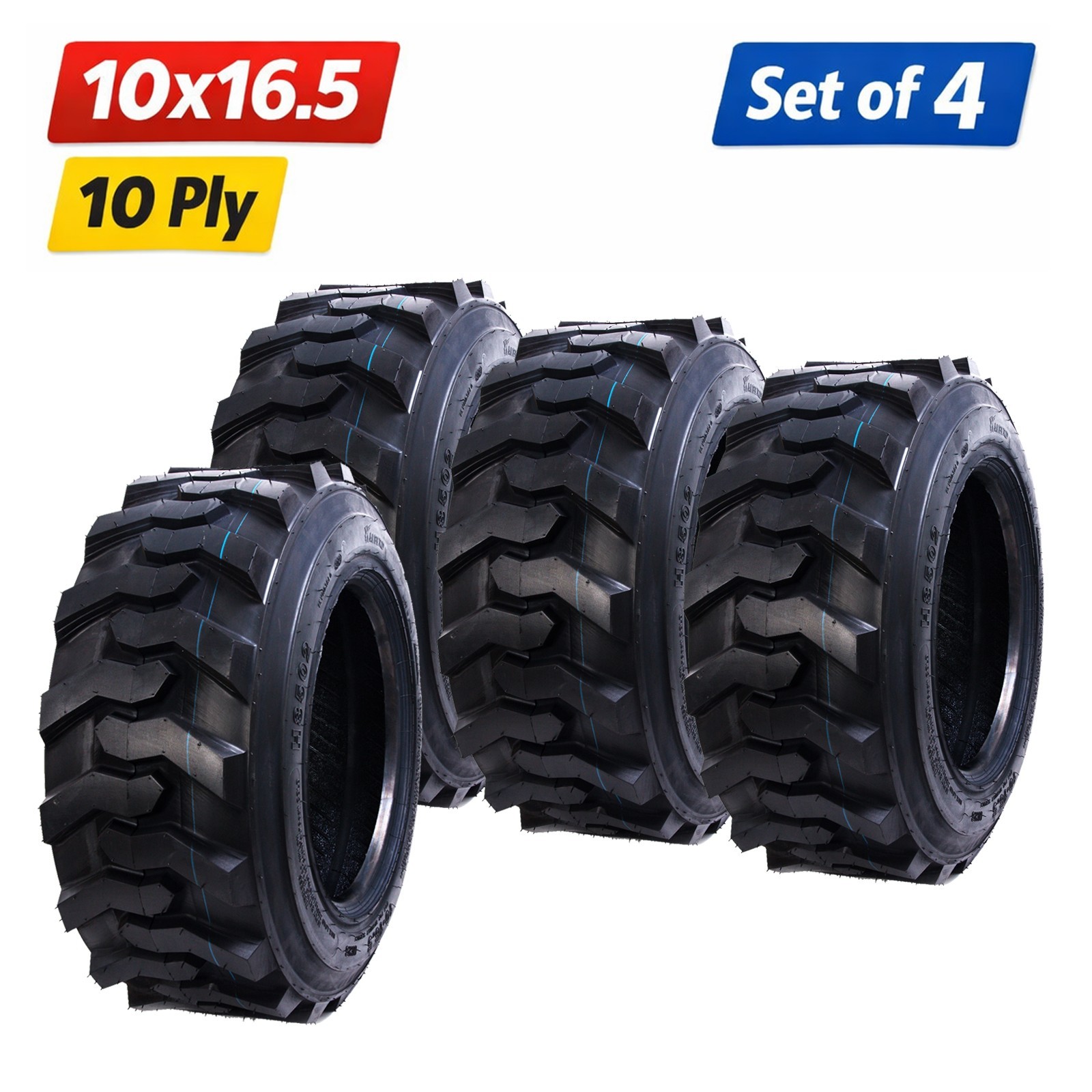 10x16.5 Skid Steer Loader Tires 10PR 10-16.5 SKS Industrial Tire Heavy Duty Set4
