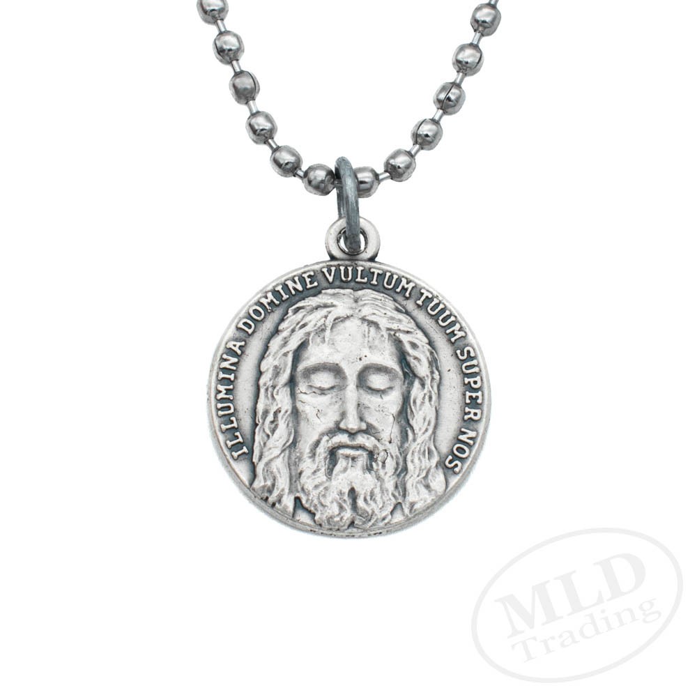 Holy Face of Jesus Medal Necklace – Italian Silver-Plated Catholic Pendant