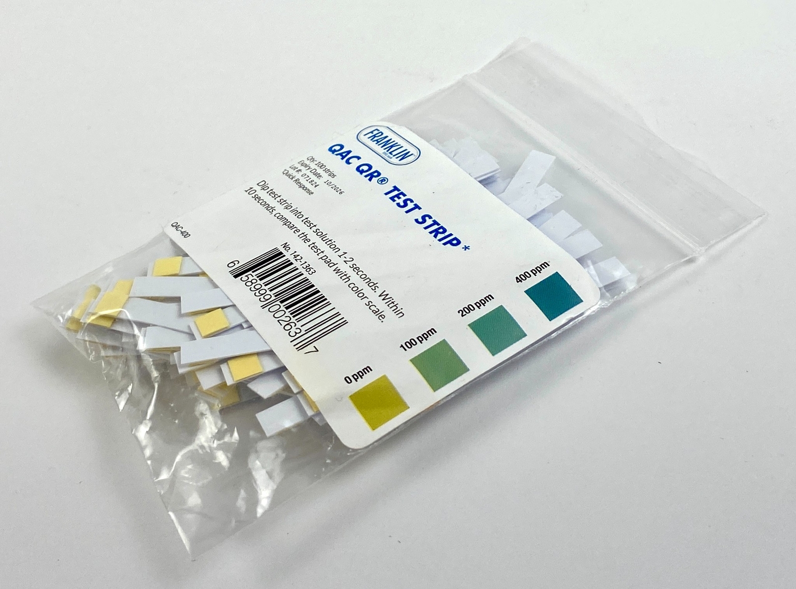 FMP Quaternary Ammonia Sanitizer Test Strip QAC QR Tape Set of 6