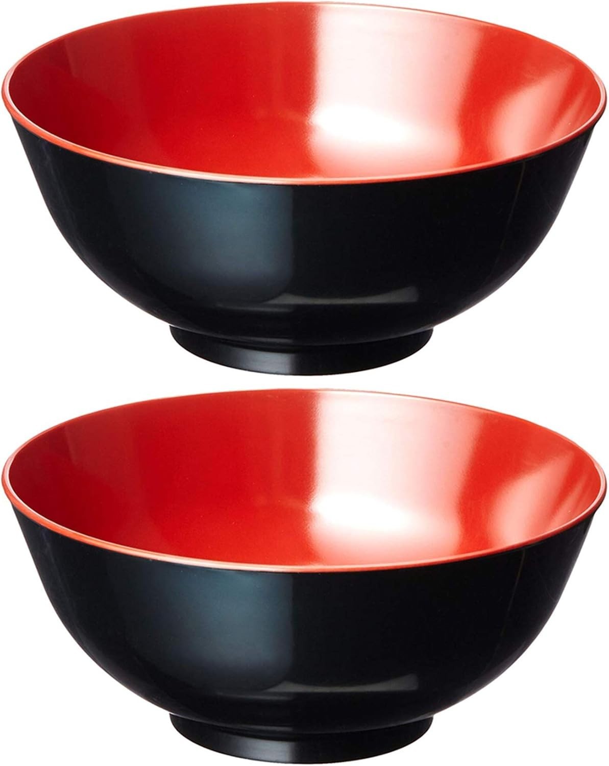 2 Pack Large Soup Bowl Japanese Style Plastic Ramen 52 oz Black and Red S-2396x2