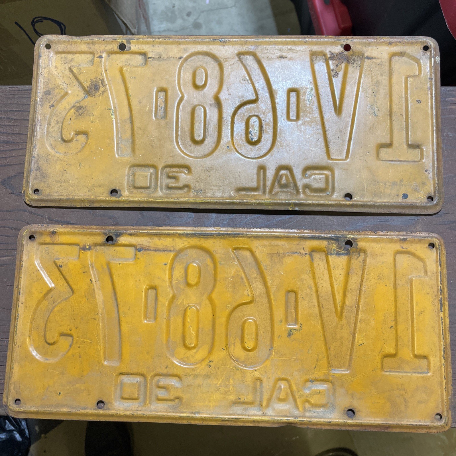 Vintage 1930 California License Plate Pair
