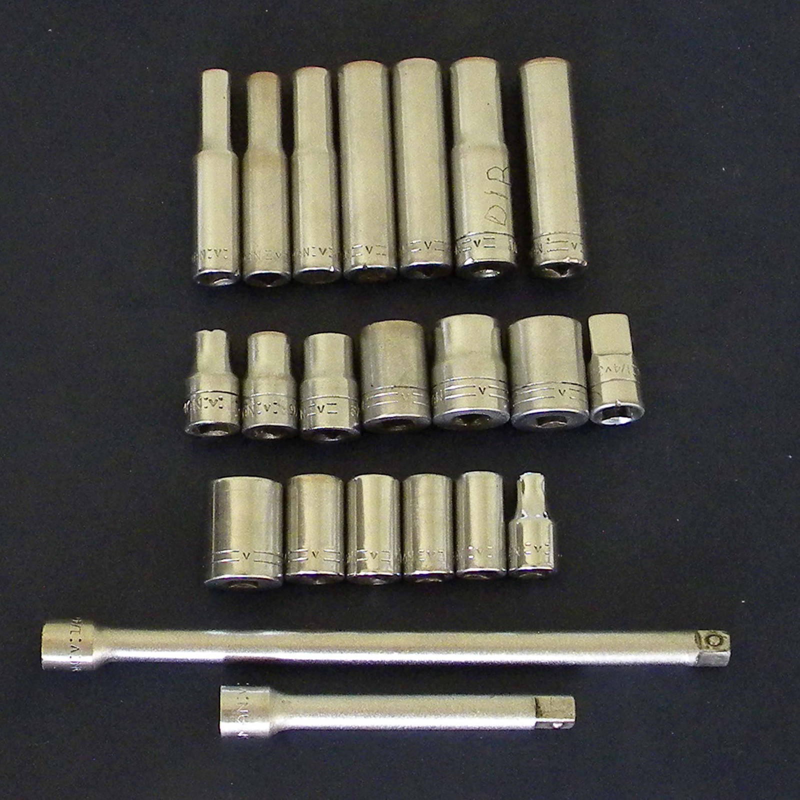 Vtg Craftsman 22 PC =V= 6PT, 12PT SAE Shallow, Deep Sockets, Extensions Lot