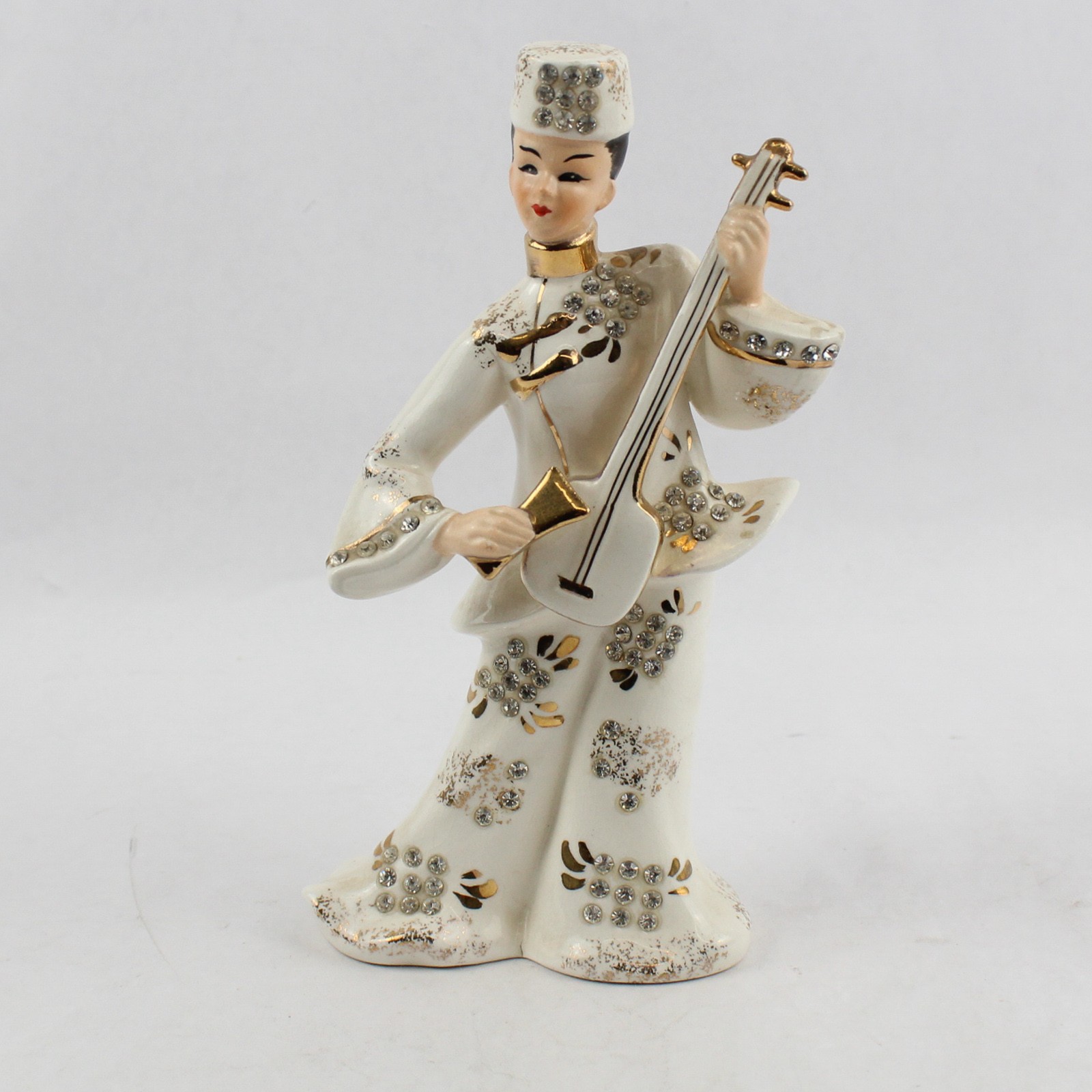 Vintage Norcrest Fine China Geisha Playing Shamisen Figurine 8 Inch