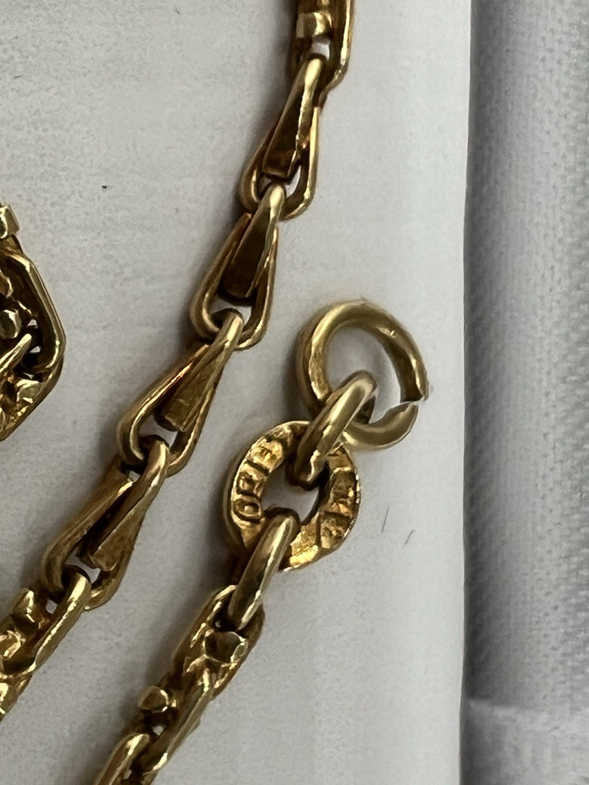 18k 750 Yellow Gold Antique Vintage Pocket Watch Chain - Unique & Unusual Link