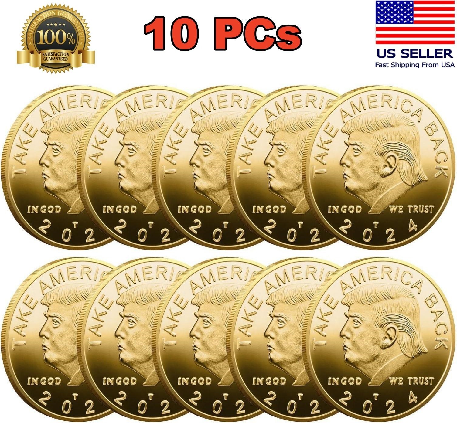 2024 President Donald Trump Commemorative Coin Take America Back Metal Coin Gold