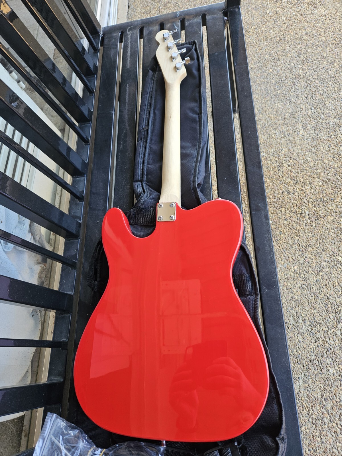 GREAT PLAYING NEW RED TELE-STYLE TENOR 4 STRING ELECTRIC GUITAR W/ GIG BAG