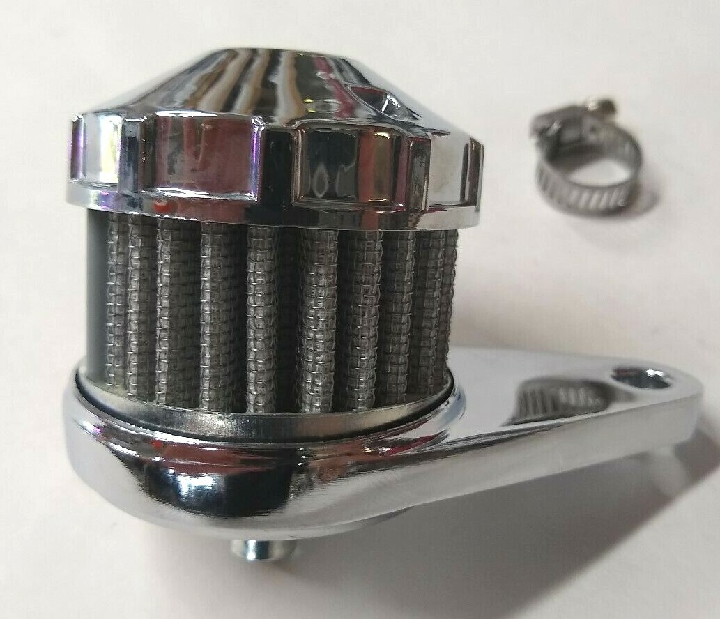 Chrome Crankcase Breather Vent Filter Assembly for Harley, Choppers & Customs