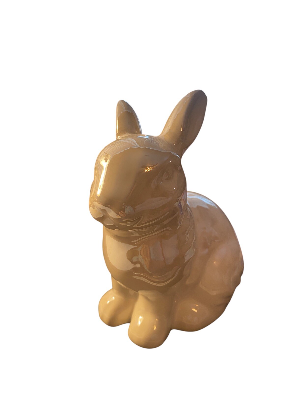 Ceramic White Bunny Rabbit Figure Pearl Glaze Easter Decor Spring