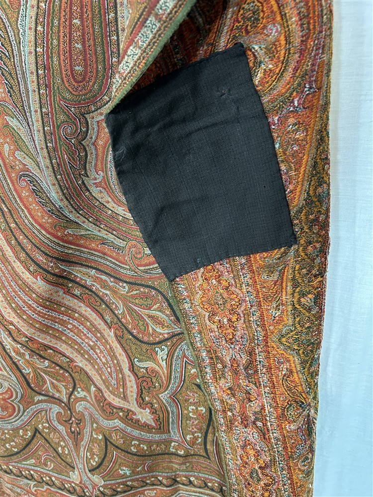 antique paisley shawl throw woven 62x62 original 19thc cutter