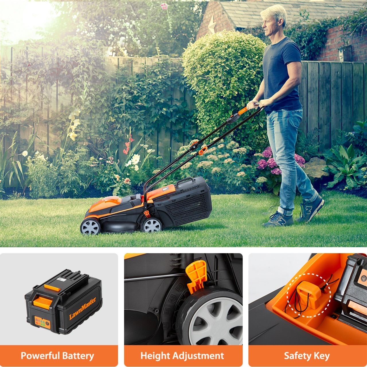 LawnMaster 20VMWGT 24V Max 13-inch Lawn Mower and Grass Trimmer 10-inch Combo